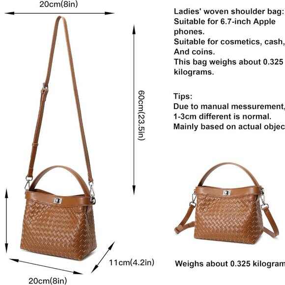 Stylish Vegan Leather Crossbody Purse with Adjustable Strap - 8.66" x 6.3" - Picture 3 of 7